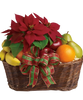Fruit Basket with Red Flowers