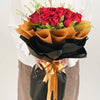 15 Stems Red Roses Bouquet With Green Fillers & Ribbon
