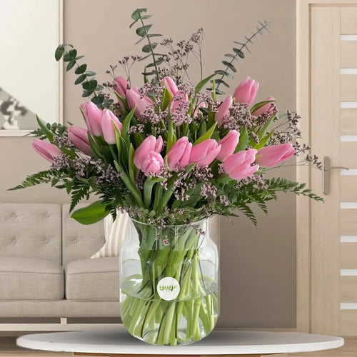 Pink Tulips in Vase