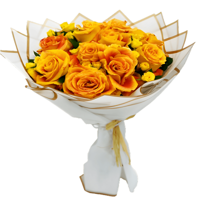 Yellow and Orange Rose Bouquet