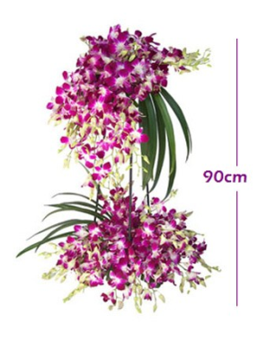 Two layer Orchid arrangement on a stand