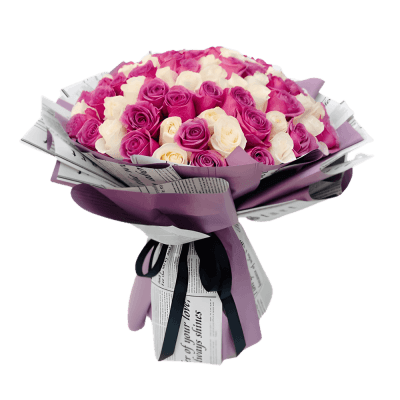 100 White and Purple Bouquet