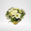 white Dry Flowers Bouquet with golden Color Pot