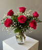 6 Dark Pink Roses