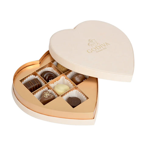 Godiva Beige Chocolate Heart Box 7PC