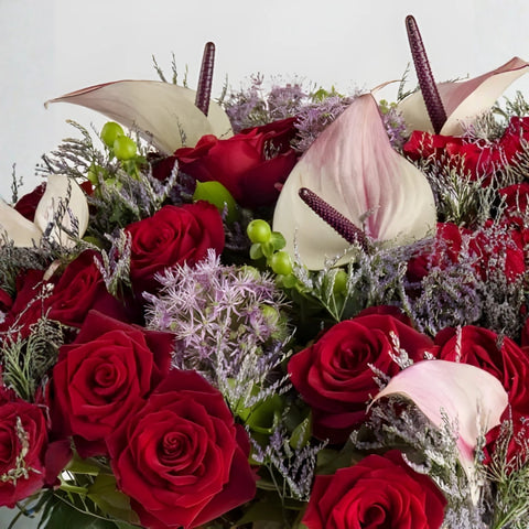 anthurium flowers qatar Shop Red Rose/Anthurium Premium Hand-Tied Bouquet Qatar – Arabian Florist