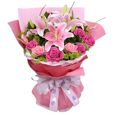 Pink Lilies & Roses