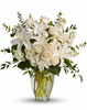 Elegant White Roses Lillis & Carnations Bouquet