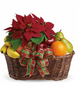 Fruit Basket with Red Flowers