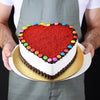 Heart Shaped Red Velvet Gems Cake