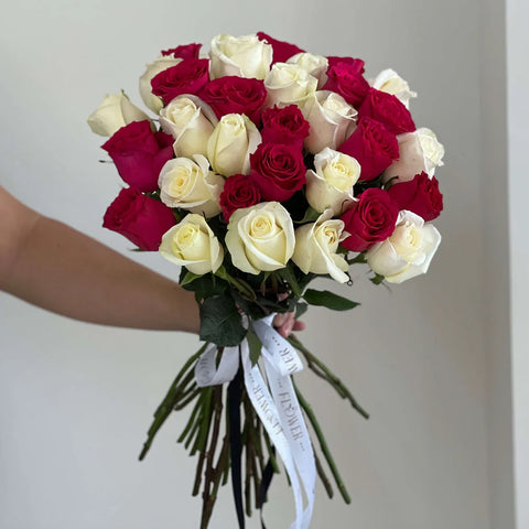 Pink and White Roses Hand Bouquet