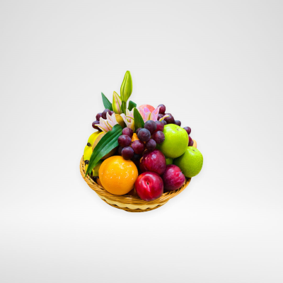 Fruit Basket and lilly Flowers