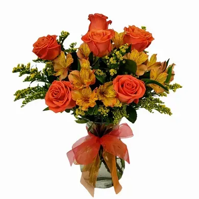 Orange Mixed Flowers Bouquet