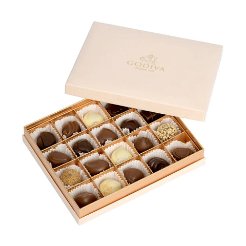 Godiva Square Beige Chocolate Velvet Box 20PC