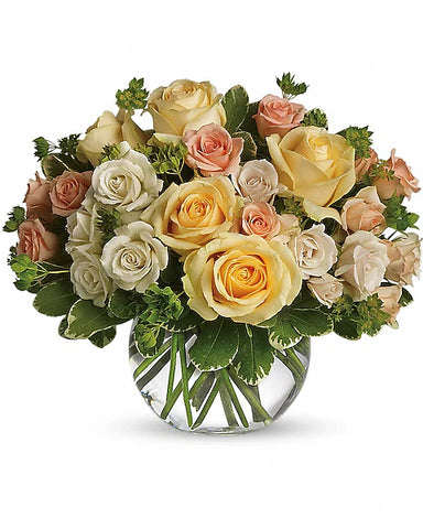 Vase with 40 Stems of Yellow & White roses