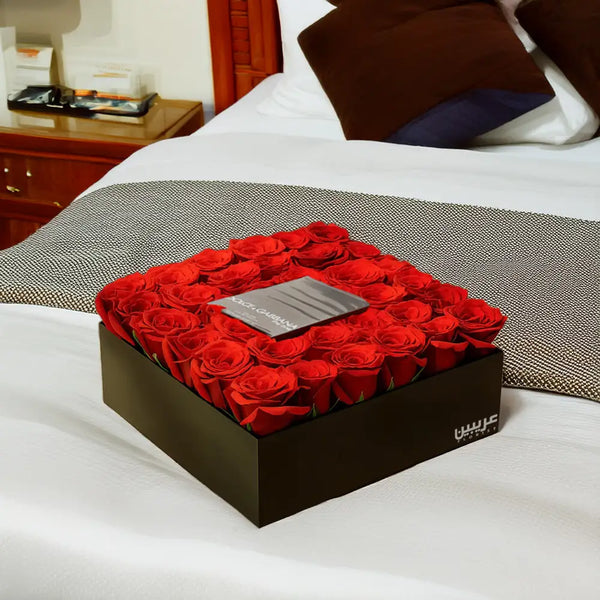 Dolce Luxe Box with 32 Red Roses and The One Royal Night Perfume