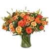 Vase with 10 Orange Lilies , 10 Orange Gerberas , 10 Yellow Gerberas & Crysanthimums