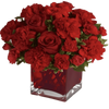 Vase with 10 Red Carnations & 5 Red Roses