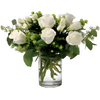 Vase with 10 Stems of White Roses & greens