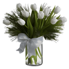 Vase with 10 Stems of White Tulips