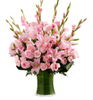 Vase with 5 Pink Lilies , 10 Pink Gladioli , 10 Pink Roses & 10 Pink Carnations