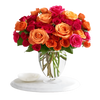 Vase with 60 Stems of Mixed Coloured Roses