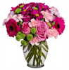 Vase with 6 Pink Roses , 6 Pink Carnations & 6 pink Gerberas