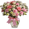 Vase with Mixed Pink & White Roses , Carnations & Crysanthimums