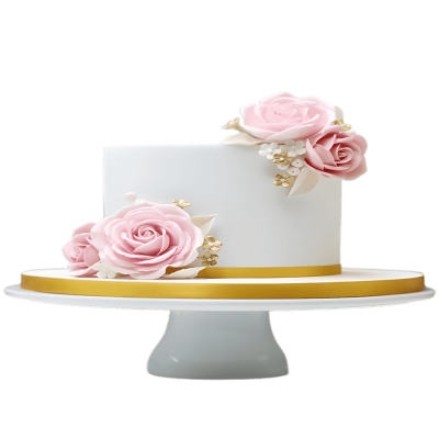 White And Pink Floral Birthday Cake