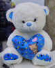 White Teddy with Blue Heart