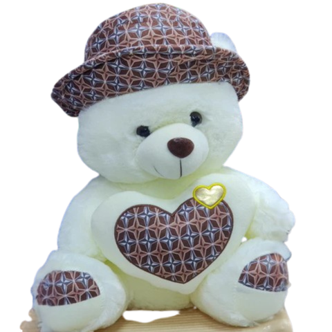 White Teddy with Heart 40 cm