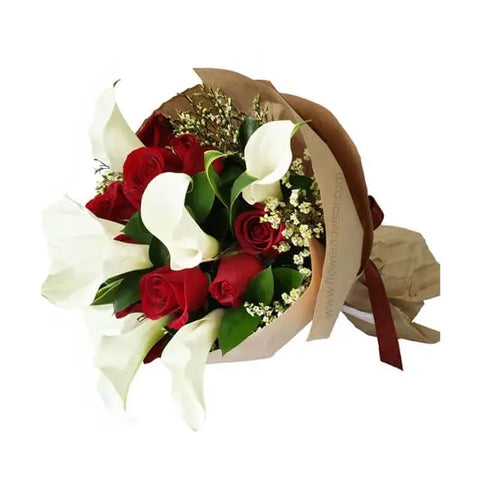 white calla lily and Red Rose