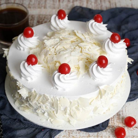 Eggless white forest cake