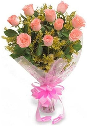 Greenery Pink Roses Bouquet