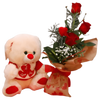 roses and teddy(30cm) combo