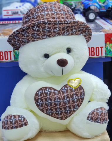 White Teddy with Heart 40 cm