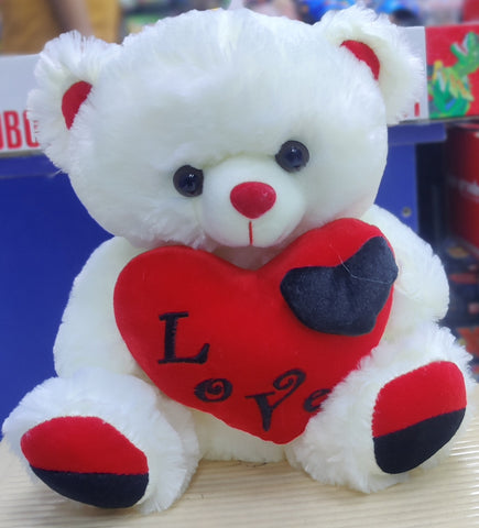 White Teddy with Heart 30 cm