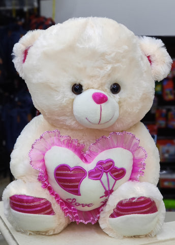 White Teddy With Pink Heart