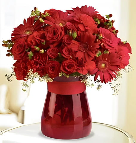 Red Roses , Carnations & Gerberas